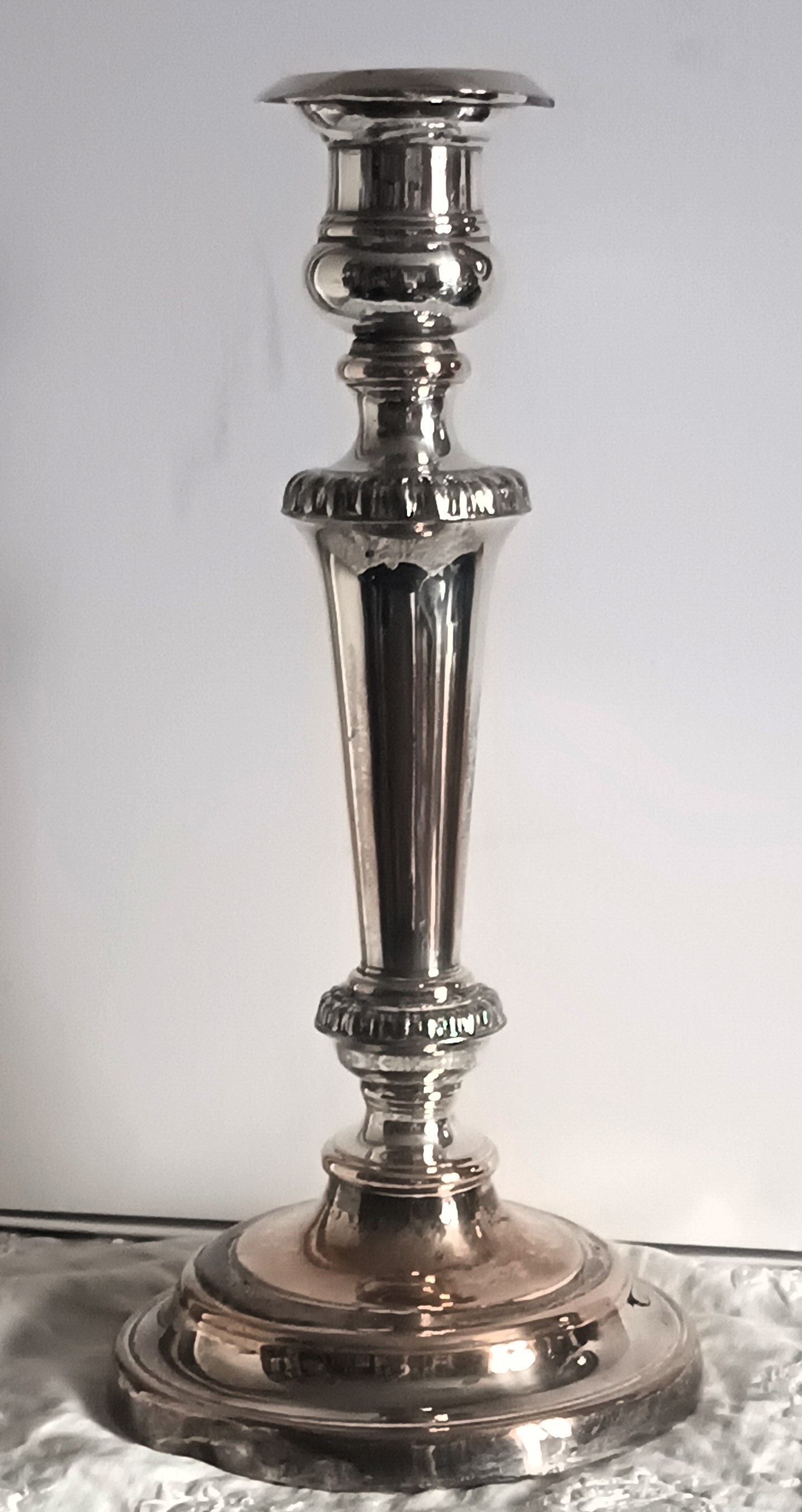 Antique English Victorian Old Sheffield Plate Candlestick - Image 2